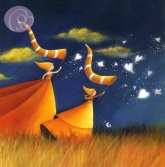 Postkarte Mdchen fangen Herzen