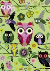 Postkarte Elegant Owls, grn