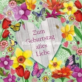 Postkarte Geburtstag, Frhlingsblumen