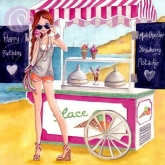 Postkarte Geburtstag, Eiswagen
