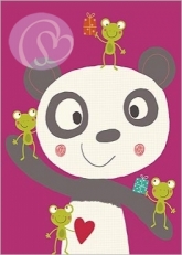 Postkarte Der Panda und die Fr�sche