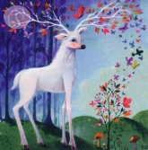 Postkarte Reh mit Blttern