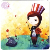 Postkarte Mdchen mit Telefon