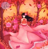 Postkarte Frau mit Torte