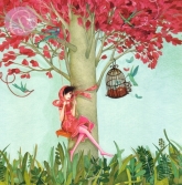 Postkarte Frau auf Schaukel