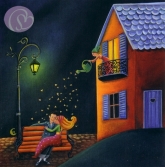 Postkarte Liebespaar auf Bank