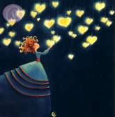 Postkarte Mdchen mit Herzen