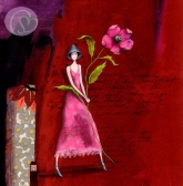 Postkarte Blume, pink