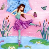 Postkarte T�nzerin auf Seerosen