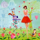 Postkarte Mdchen mit Brief