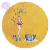 Postkarte Frau mit Schwimmreifen