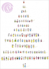 Postkarte Weihnachtsbaum, Menschenkette