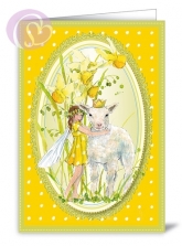 Klappkarte Elfe mit Lamm