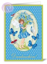 Klappkarte Dankeschn, Elfe mit Vergimeinnicht