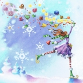 Postkarte Mdchen auf Schlittschuhen