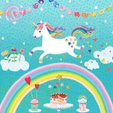 Postkarte Einhorn ber dem Regenbogen