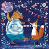 Postkarte Geburtstag, Br und Fuchs