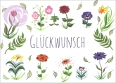 Postkarte Glckwunsch, Blumen