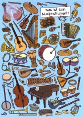 Postkarte, R�stelkarte Musikinstrumente