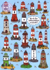 Postkarte, Rstelkarte Leuchtturm