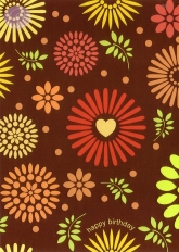 Postkarte Happy Birthday, Herbstblumen