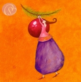 Postkarte Tannenzweig mit Kugel