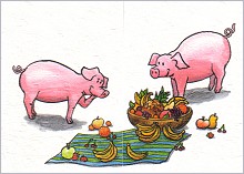 Faltkarte Schweine