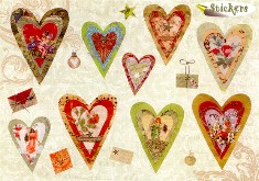 Sticker-Karte Weihnachten, Herzen