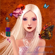 Postkarte Frau mit Geschenken