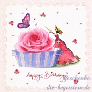 Postkarte Geburtstag, Rose