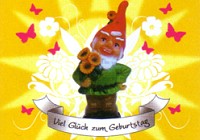 Postkarte Geburtstag, Gartenzwerg