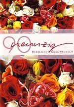Klappkarte 90. Geburtstag, Rosen