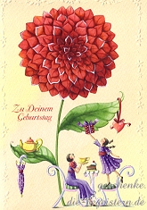 Klappkarte Geburtstag, Dahlie