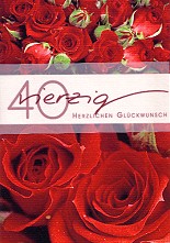 Klappkarte 40. Geburtstag, Rosen