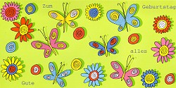 Postkarte Geburtstag, Schmetterlinge