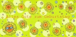 Postkarte Geburtstag, Sonnenblumen