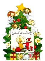 Geschenkaufkleber Weihnachtsbaum, Wichtel (5 Stck)