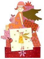 Geschenkaufkleber Engel mit Geschenken (5 Stck)