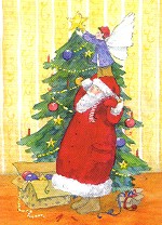 Postkarte Weihnachtsbaum schmcken