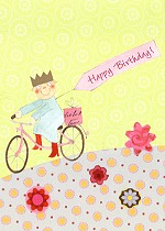 Postkarte Happy Birthday, Fahrrad (5 Stck)