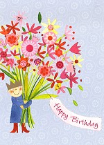 Postkarte Happy Birthday, Blumenstrau (5 Stck)