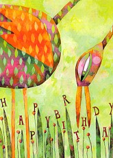 Postkarte Happy Birthday, Vogel