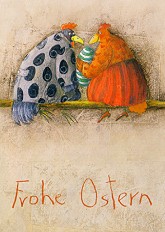 Postkarte Frohe Ostern, Hhner