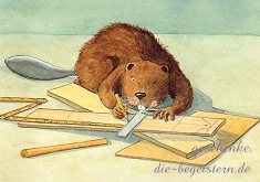 Postkarte Castor tischlert