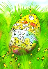 Postkarte Kken mit Osterei