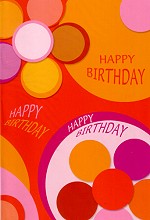 Klappkarte Happy Birthday, Retro orange (5 Stck)