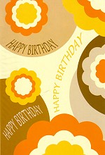 Klappkarte Happy Birthday, Flower Power braun (5 Stck)