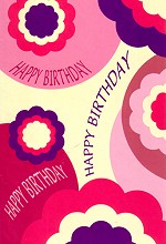Klappkarte Happy Birthday, Fower Power rosa (5 Stck)