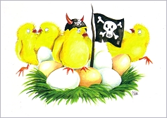 Postkarte Piratenkken, Flagge