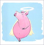 Postkarte Engel-Schwein